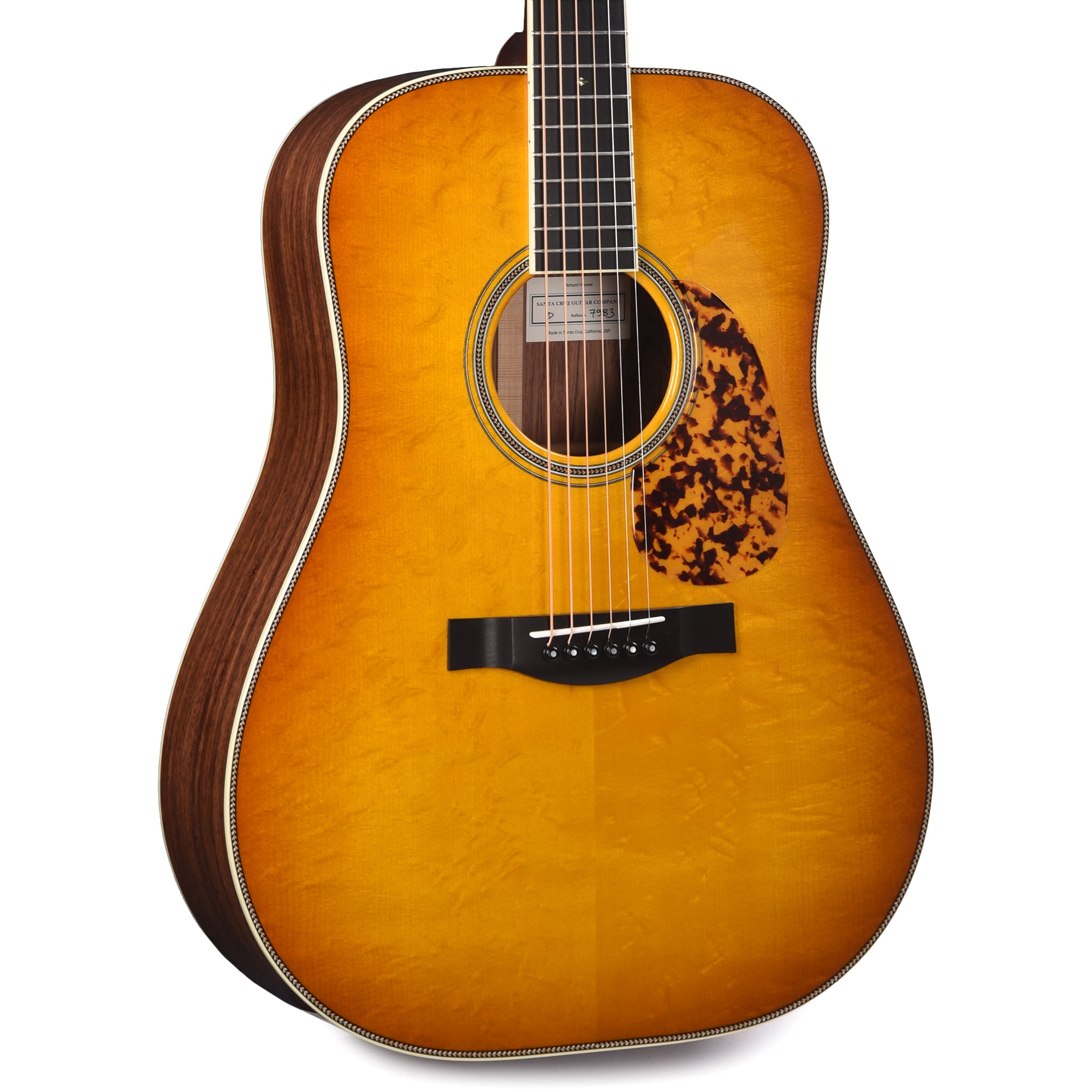Santa Cruz D/PW Bearclaw German Spruce/Honduran Rosewood Georgia Peach Sunburst Acoustic Guitars / Dreadnought