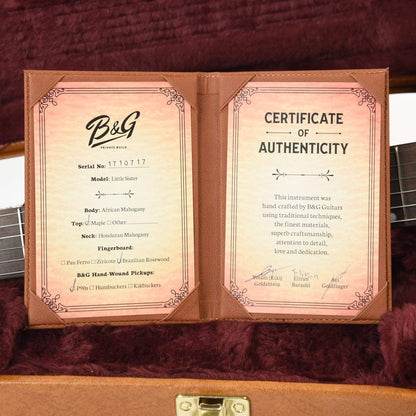 B&G Little Sister Non-Cutaway w/P90's, Brazilian Board, and Honduran Mahogany Neck Electric Guitars / Semi-Hollow