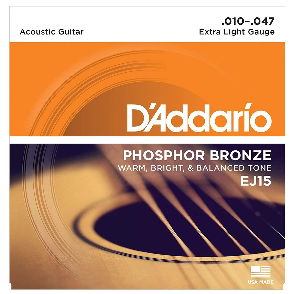 D'Addario EJ15 Acoustic Phosphor Bronze Extra Light 10-47 (6 Pack Bundle) Accessories / Strings / Guitar Strings