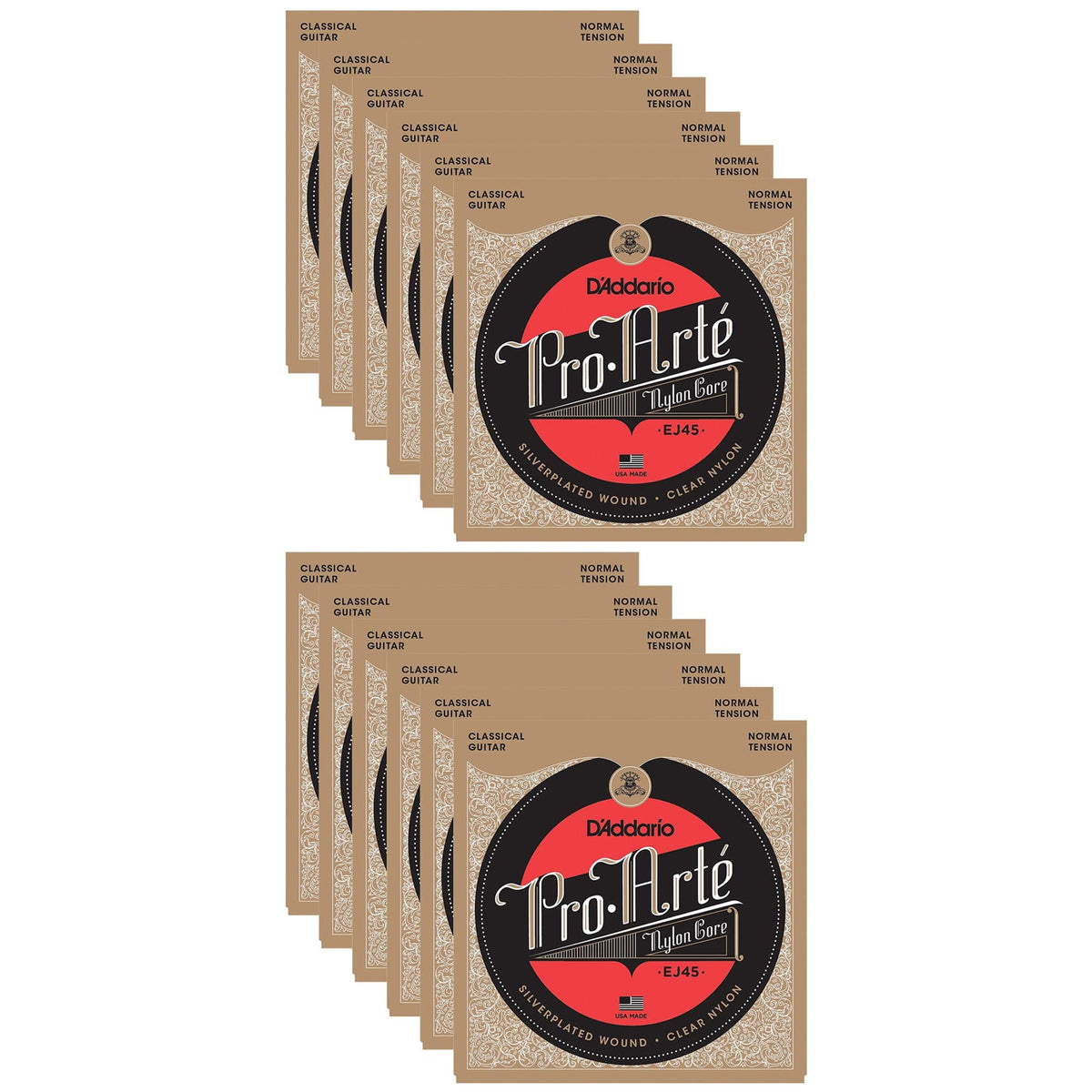 D'Addario EJ45 Pro-Arte Normal Tension Silver (12 Pack Bundle) Accessories / Strings / Guitar Strings