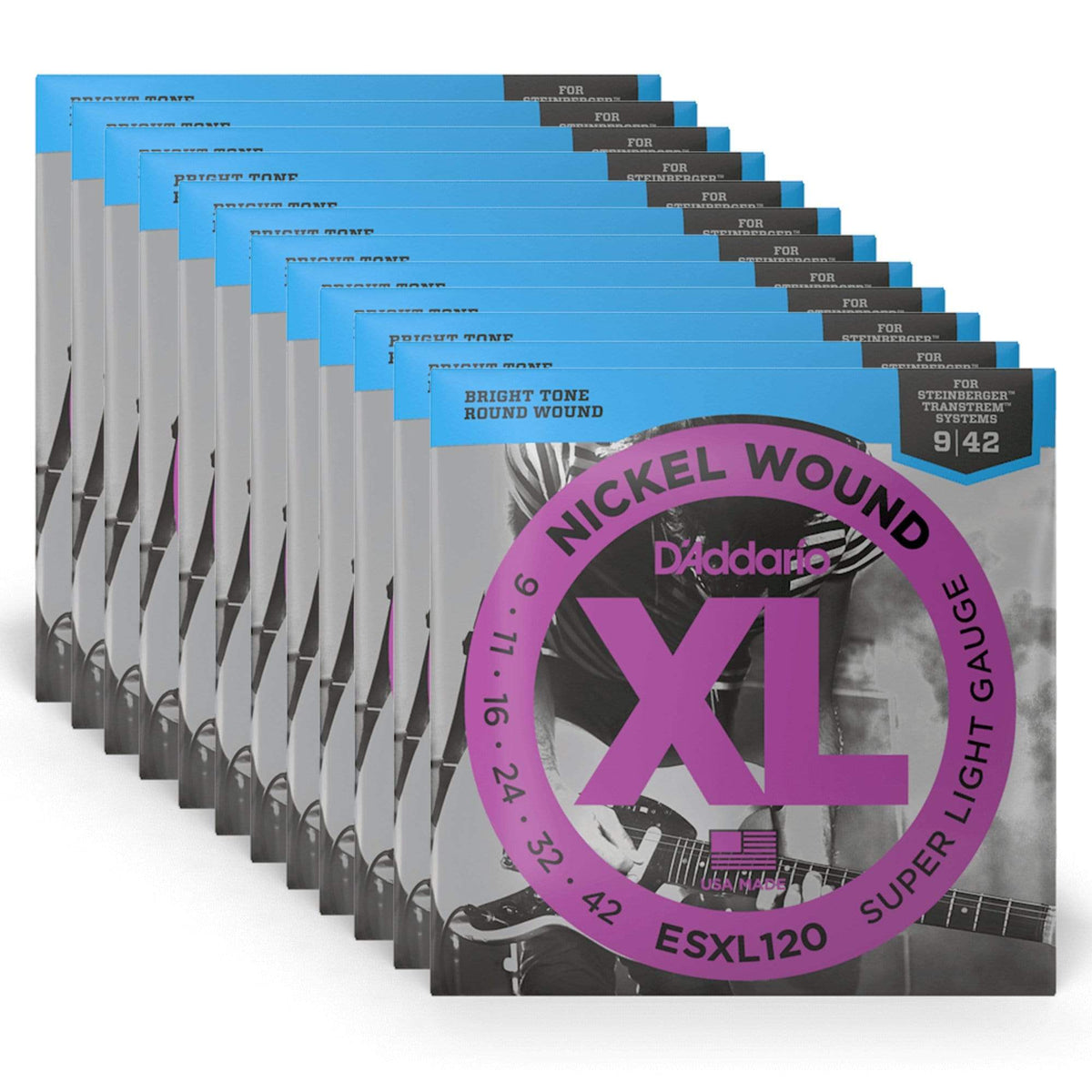 D'Addario ESXL120 Double Ball End Electric Guitar Strings Super Light 9-42 12 Pack Bundle Accessories / Strings / Guitar Strings