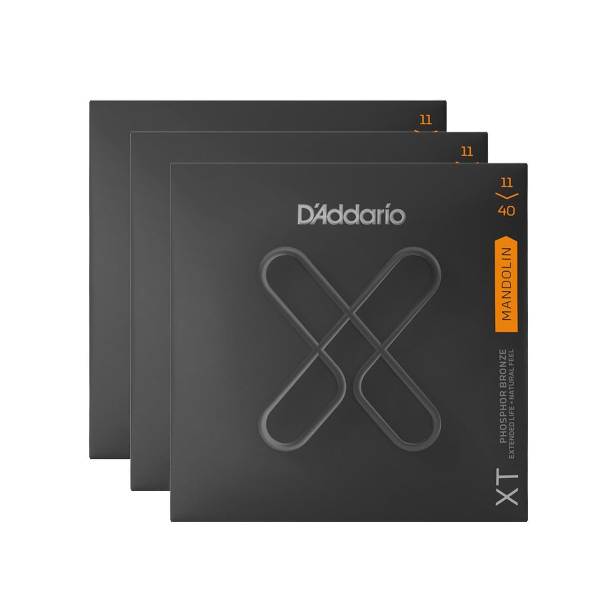 D'Addario XT Phosphor Bronze Mandolin Strings Medium 11-40 3 Pack Bundle Accessories / Strings / Mandolin Strings