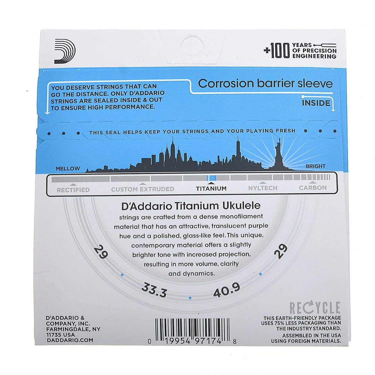 D'Addario EJ87T Pro-Arte Titanium Ukulele Strings Tenor Accessories / Strings / Ukulele Strings