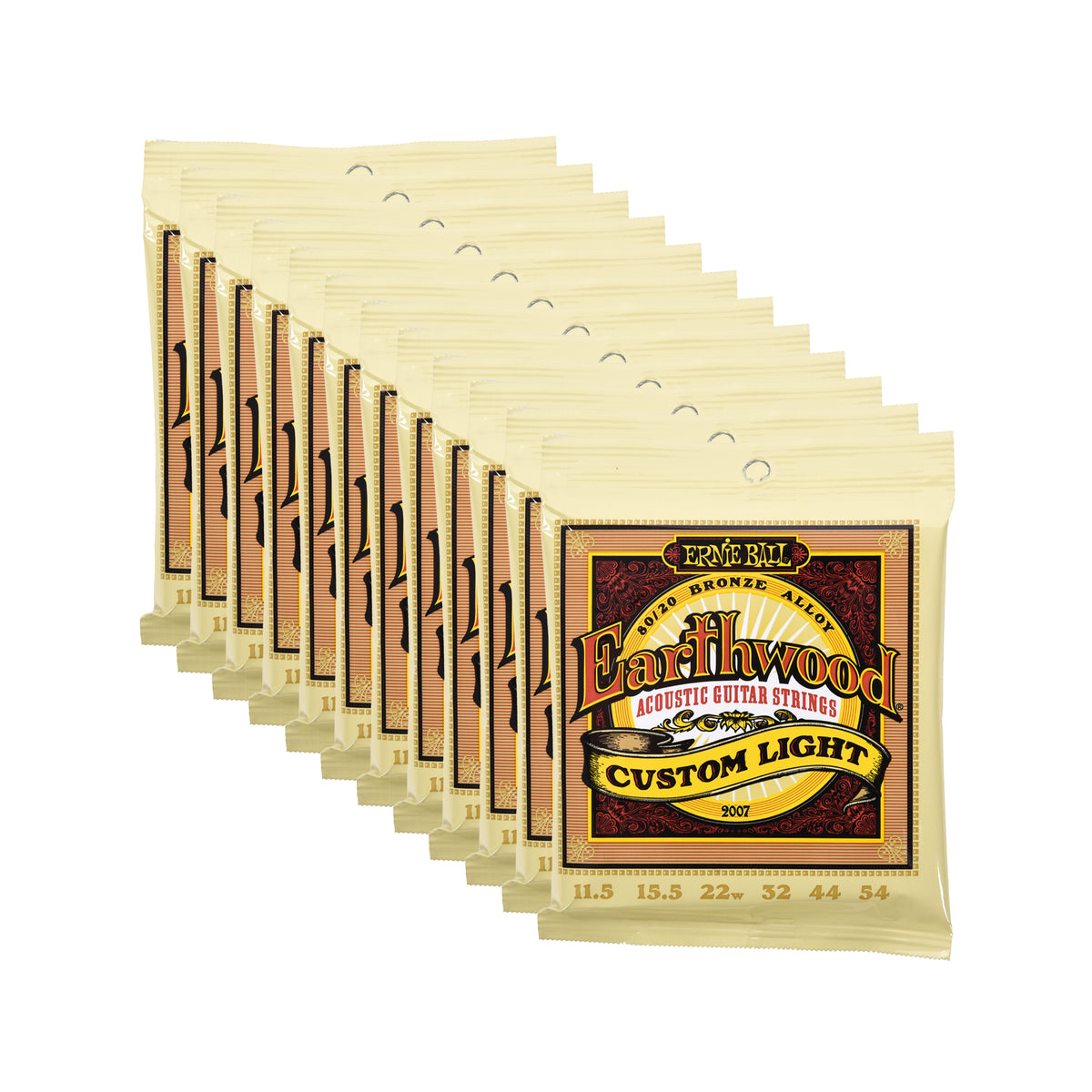 Ernie Ball Earthwood Custom Light Acoustic Strings 80/20 Bronze 11.5-54 12 Pack Bundle Accessories / Strings / Guitar Strings