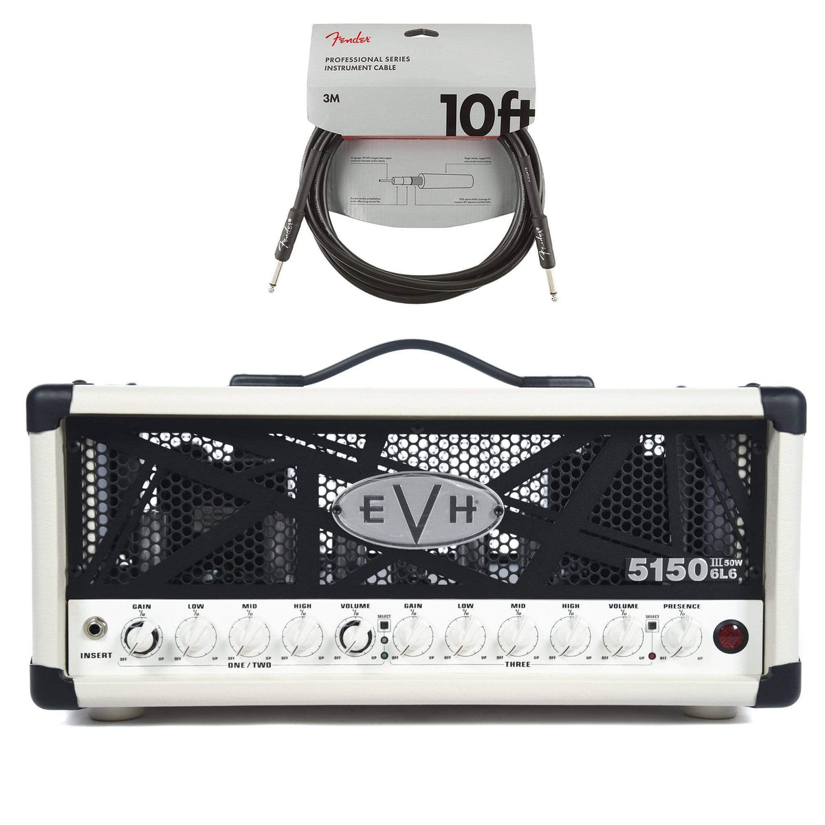 EVH 5150 III 50-Watt 6L6 Head Ivory Cable Bundle Amps / Guitar Heads