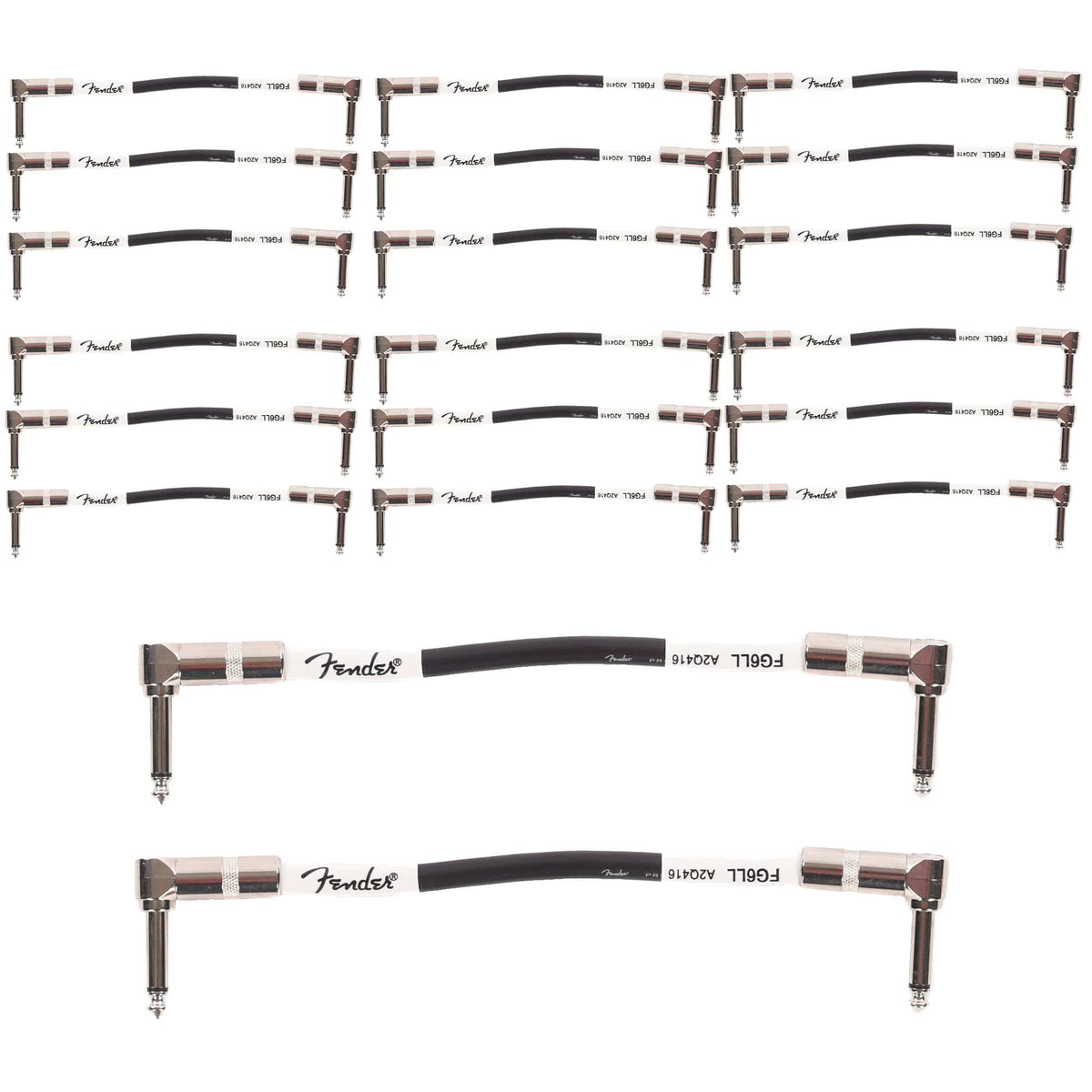 Fender Custom Shop 6" Instrument Patch Cable A/A Black 20 Pack Bundle Accessories / Cables