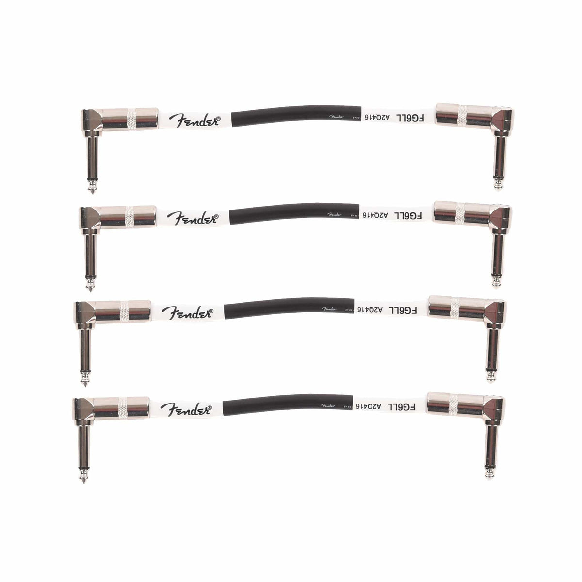 Fender Custom Shop 6" Instrument Patch Cable A/A Black 4 Pack Bundle Accessories / Cables
