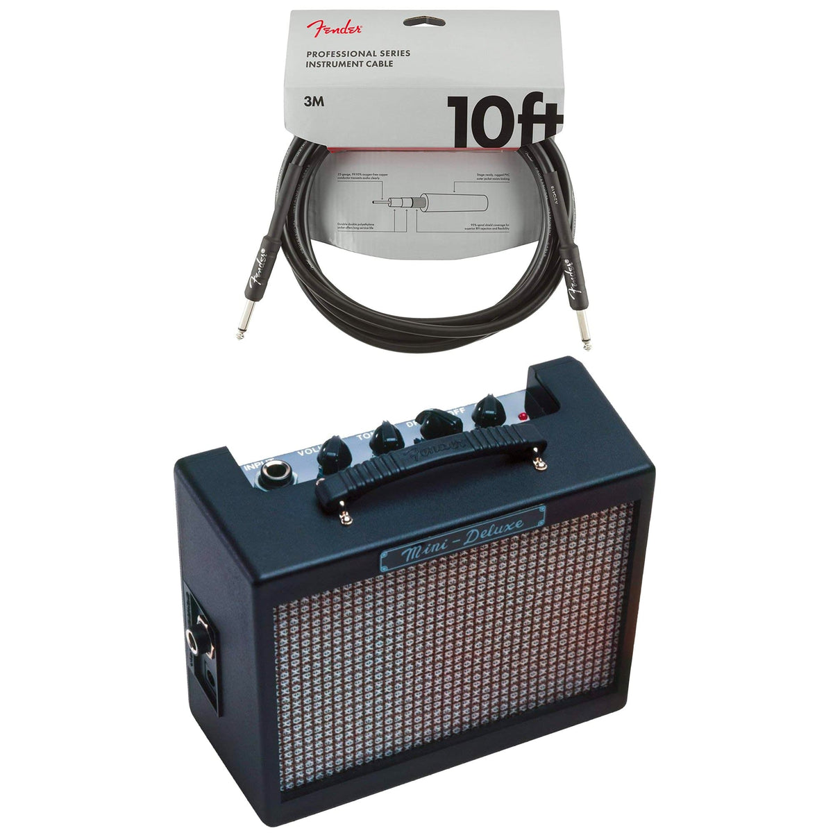 Fender Mini Deluxe Amplifier Cable Bundle Amps / Guitar Combos