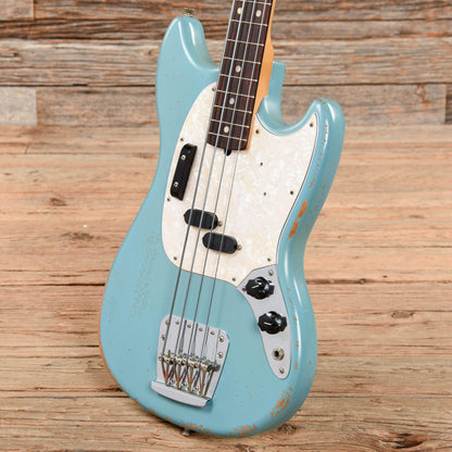 Fender Justin Meldal-Johnsen Road Worn Signature Mustang Bass Daphne Blue Bass Guitars / Short Scale