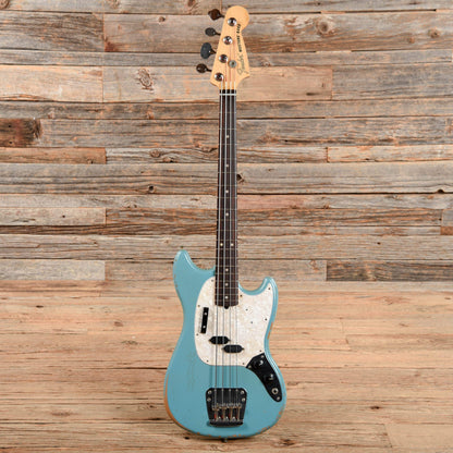 Fender Justin Meldal-Johnsen Road Worn Signature Mustang Bass Daphne Blue Bass Guitars / Short Scale
