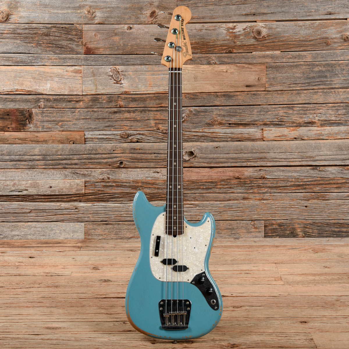 Fender Justin Meldal-Johnsen Road Worn Signature Mustang Bass Faded Daphne Blue 2020 Bass Guitars / Short Scale