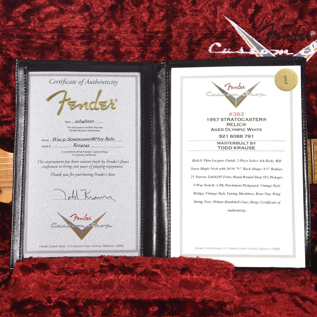Fender Custom Shop 1957 Stratocaster Relic Aged Olympic White Master Built By Todd Krause Electric Guitars / Solid Body
