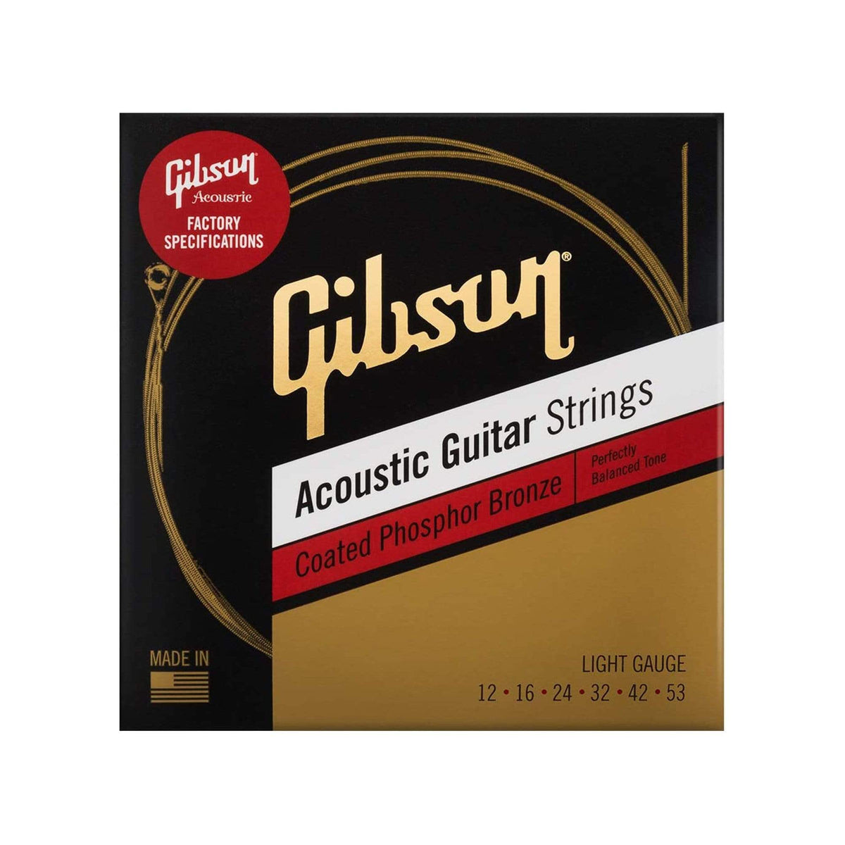 Gibson Coated Phosphor Bronze Acoustic Guitar Strings Light Gauge 12-53 Accessories / Strings / Guitar Strings