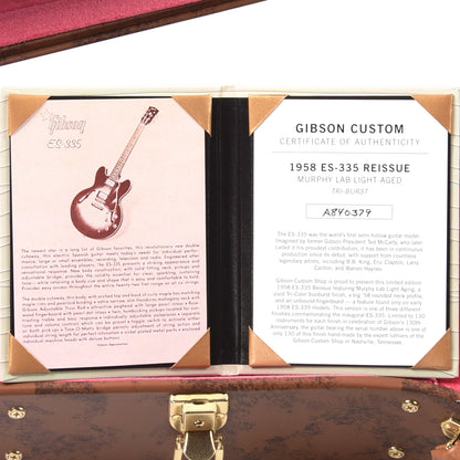 Gibson Custom Shop Limited Edition 1958 ES-335 Murphy Lab Light Aged Tri-Color Sunburst Electric Guitars / Semi-Hollow