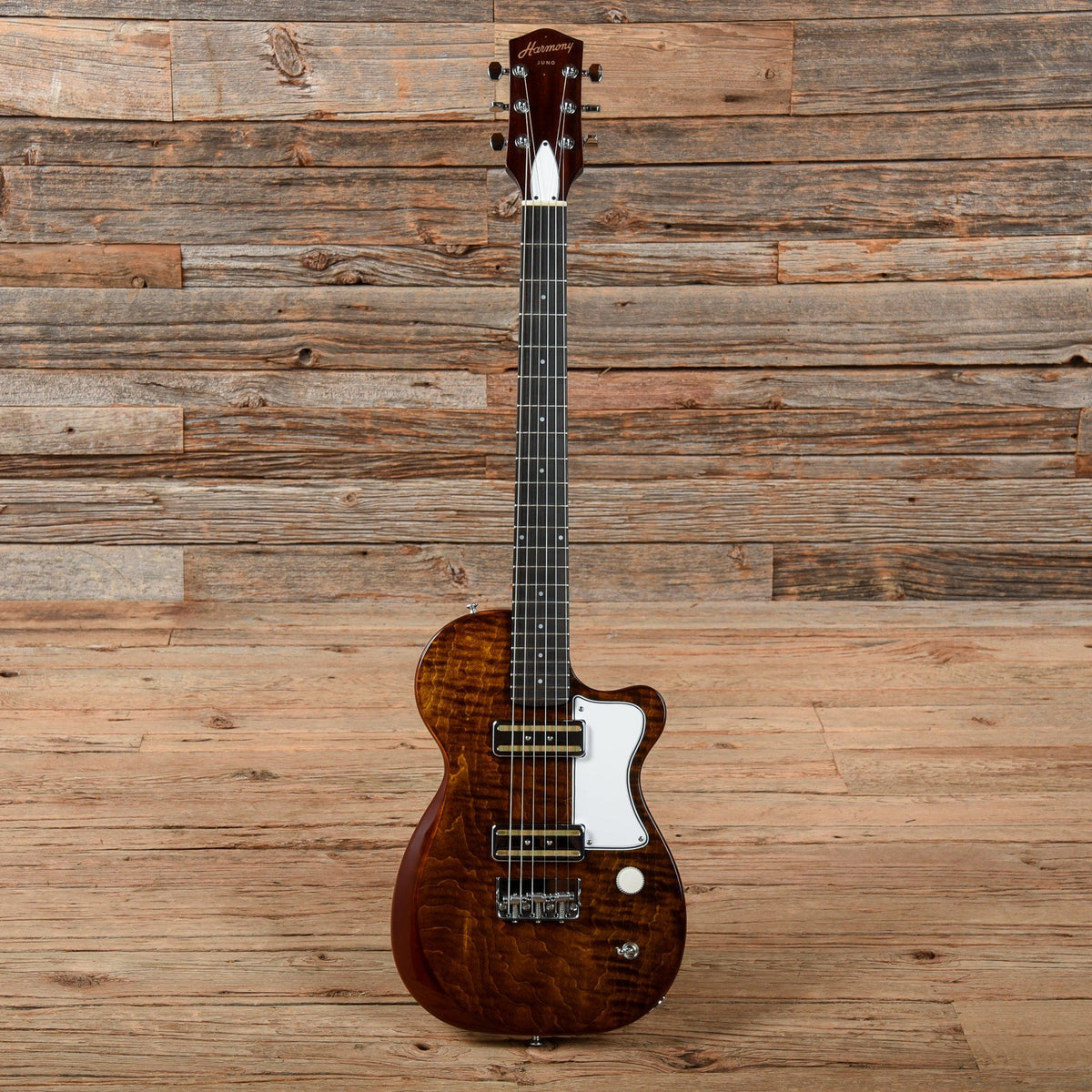 Harmony Juno Flame Maple Top Transparent Brown Electric Guitars / Solid Body