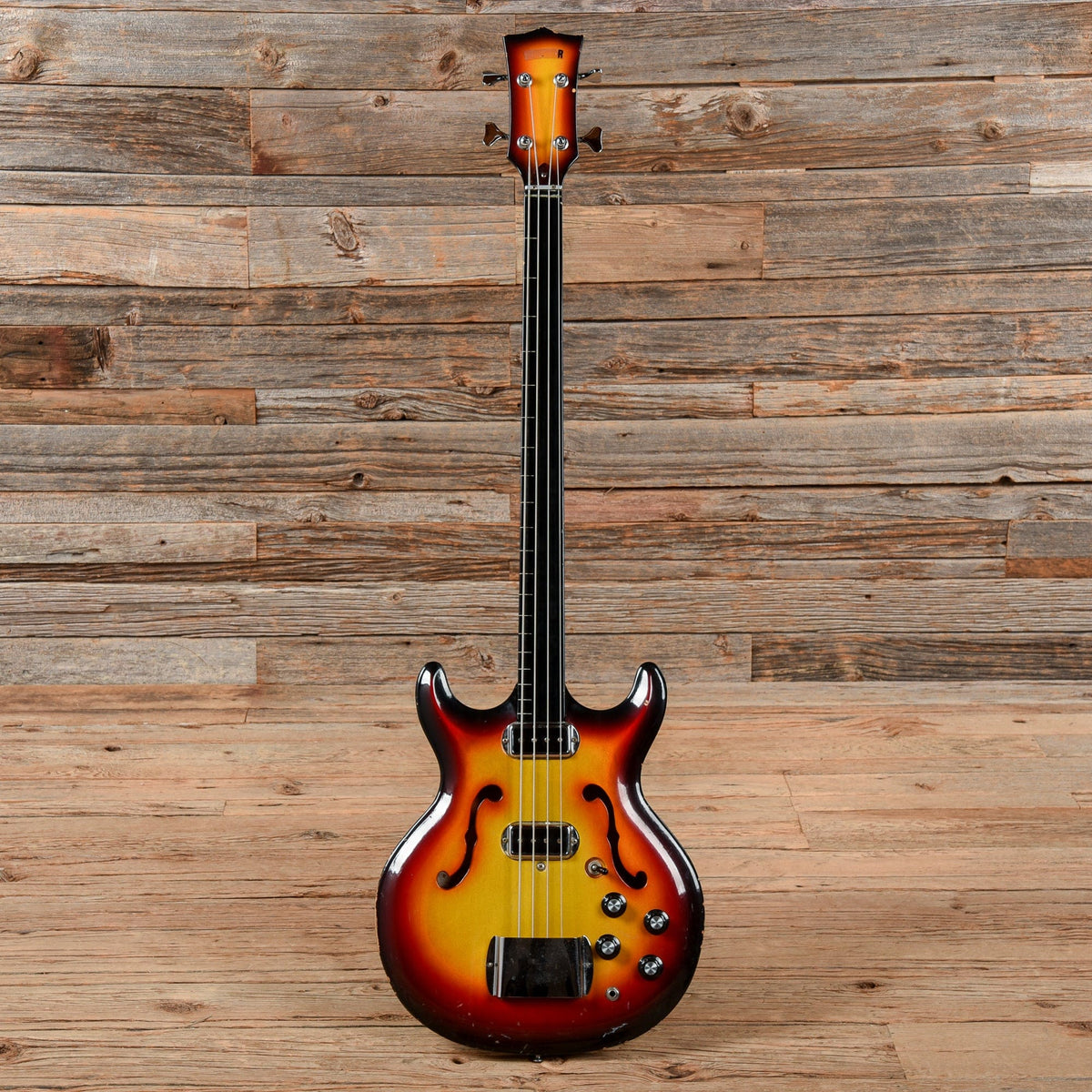 Hohner Bartell Semi-Hollow Fretless Bass Sunburst 1960s Bass Guitars / 4-String