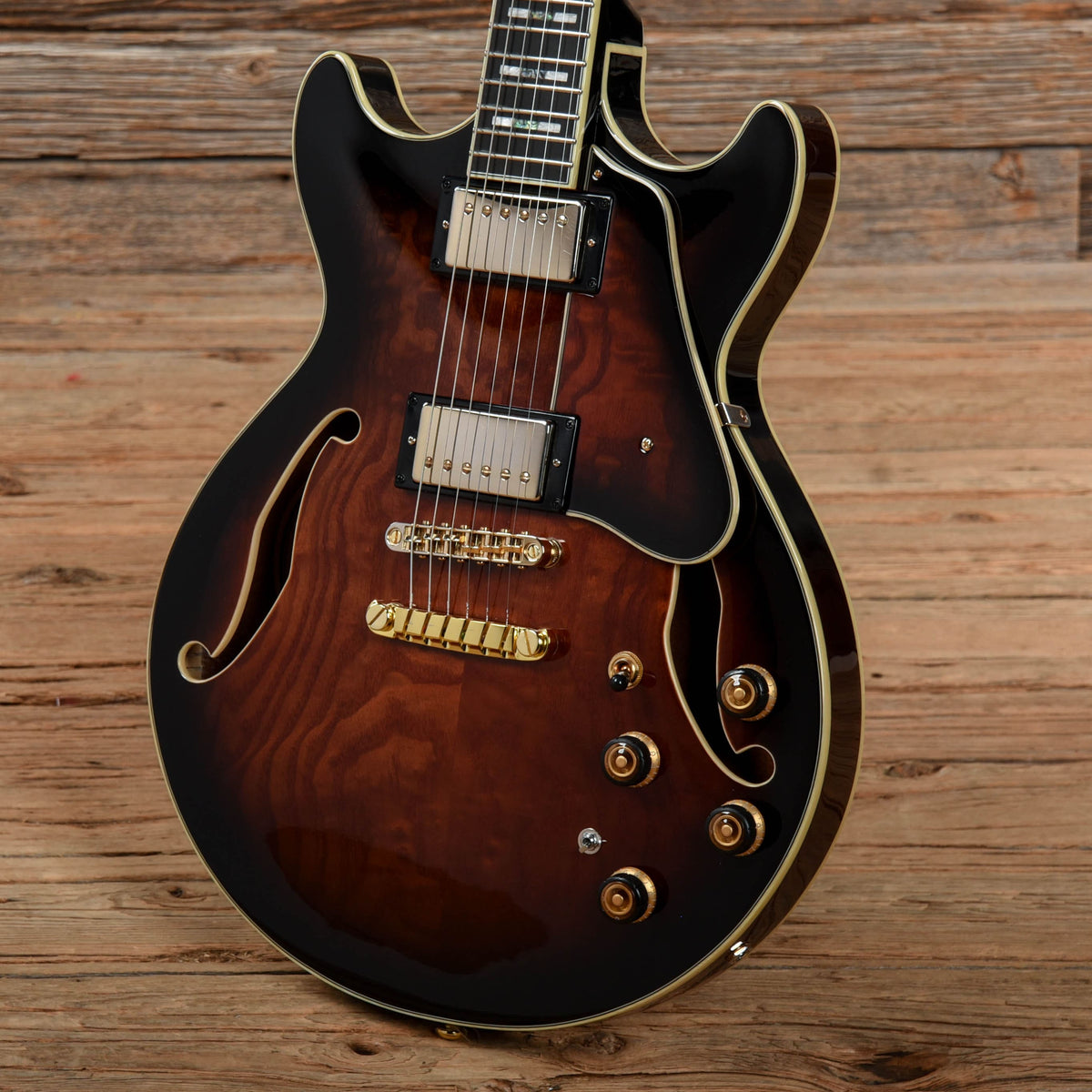 Ibanez AM153QA-DBS Dark Brown Sunburst Electric Guitars / Semi-Hollow