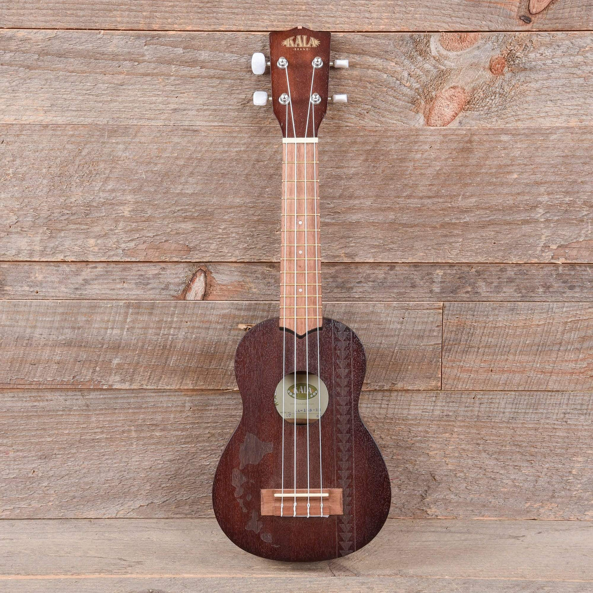 Kala Soprano Ukulele Satin Mahogany Hawaiian Island Laser w/Tattoo Folk Instruments / Ukuleles