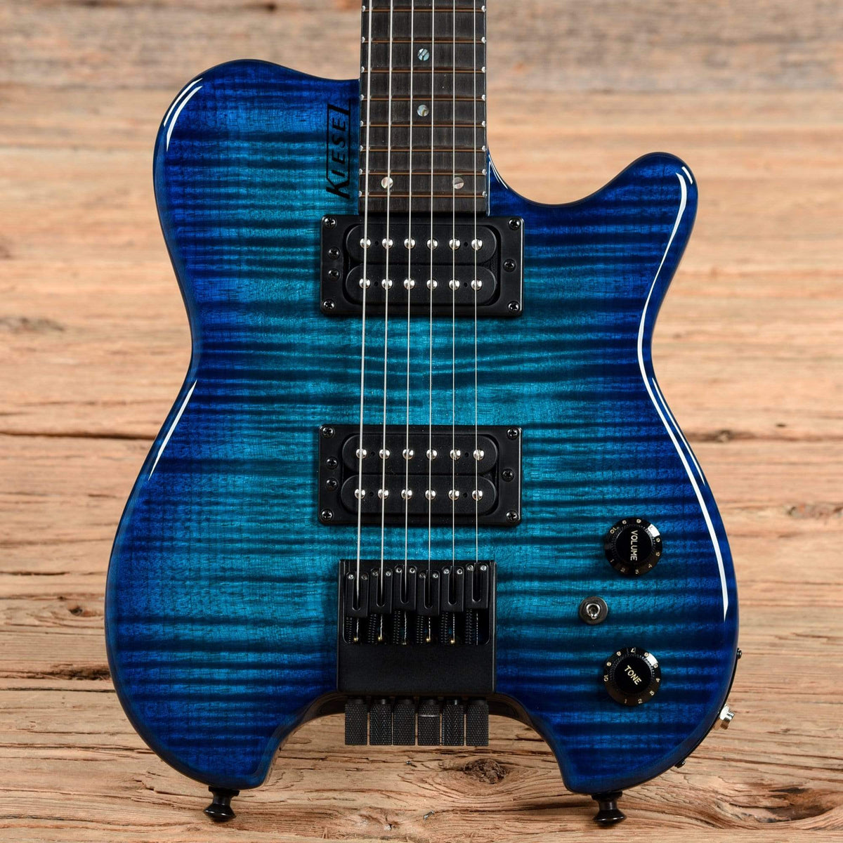 Kiesel Alan Holdsworth Headless HH-2 Aqua Burst Flame Maple Electric Guitars / Solid Body