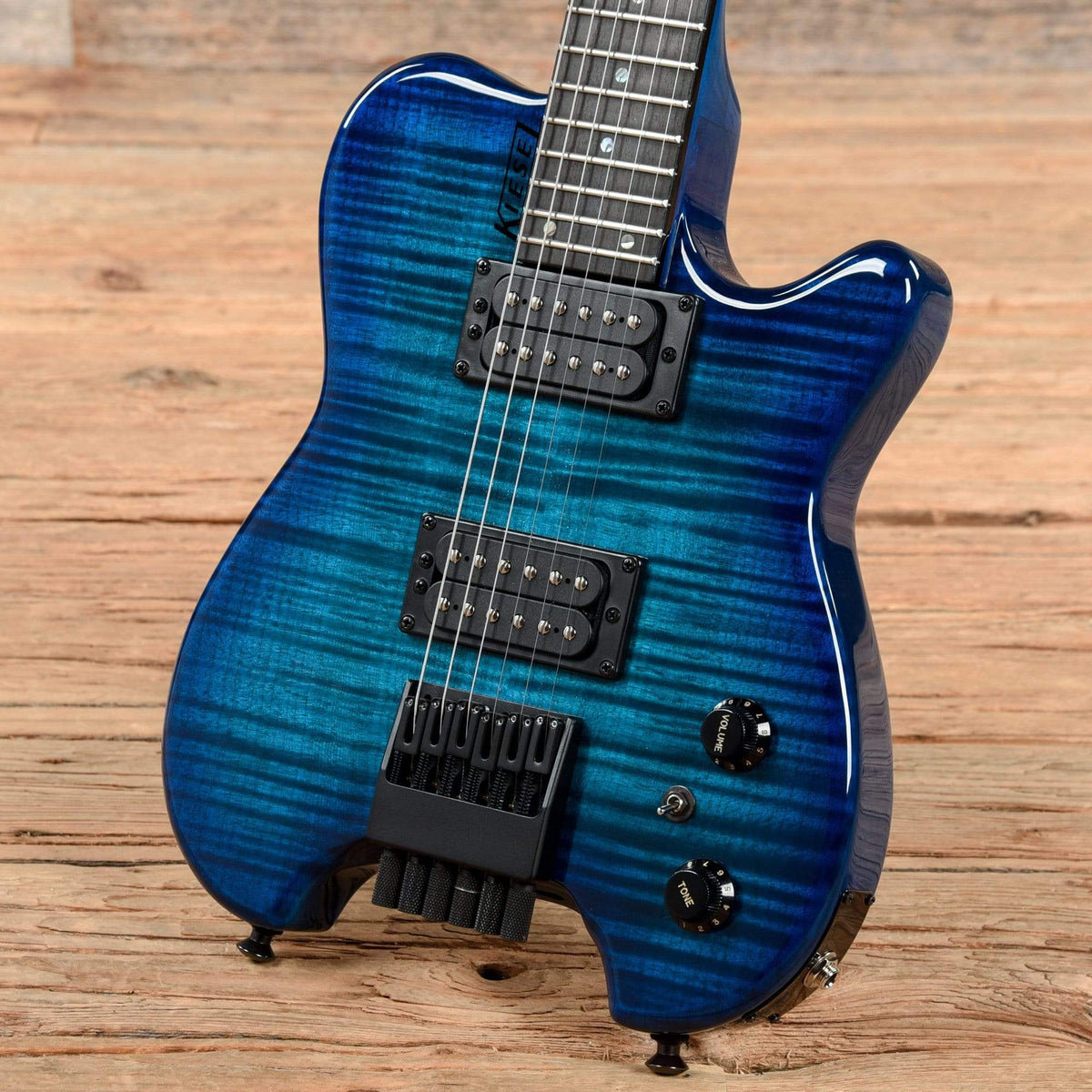 Kiesel Alan Holdsworth Headless HH-2 Aqua Burst Flame Maple Electric Guitars / Solid Body
