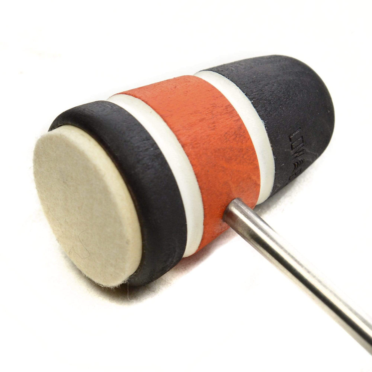 Low Boy Standard Felt Brown Bass Drum Beater Black/Orange/Black w/White Stripes & CDE Logo Drums and Percussion / Parts and Accessories / Drum Parts
