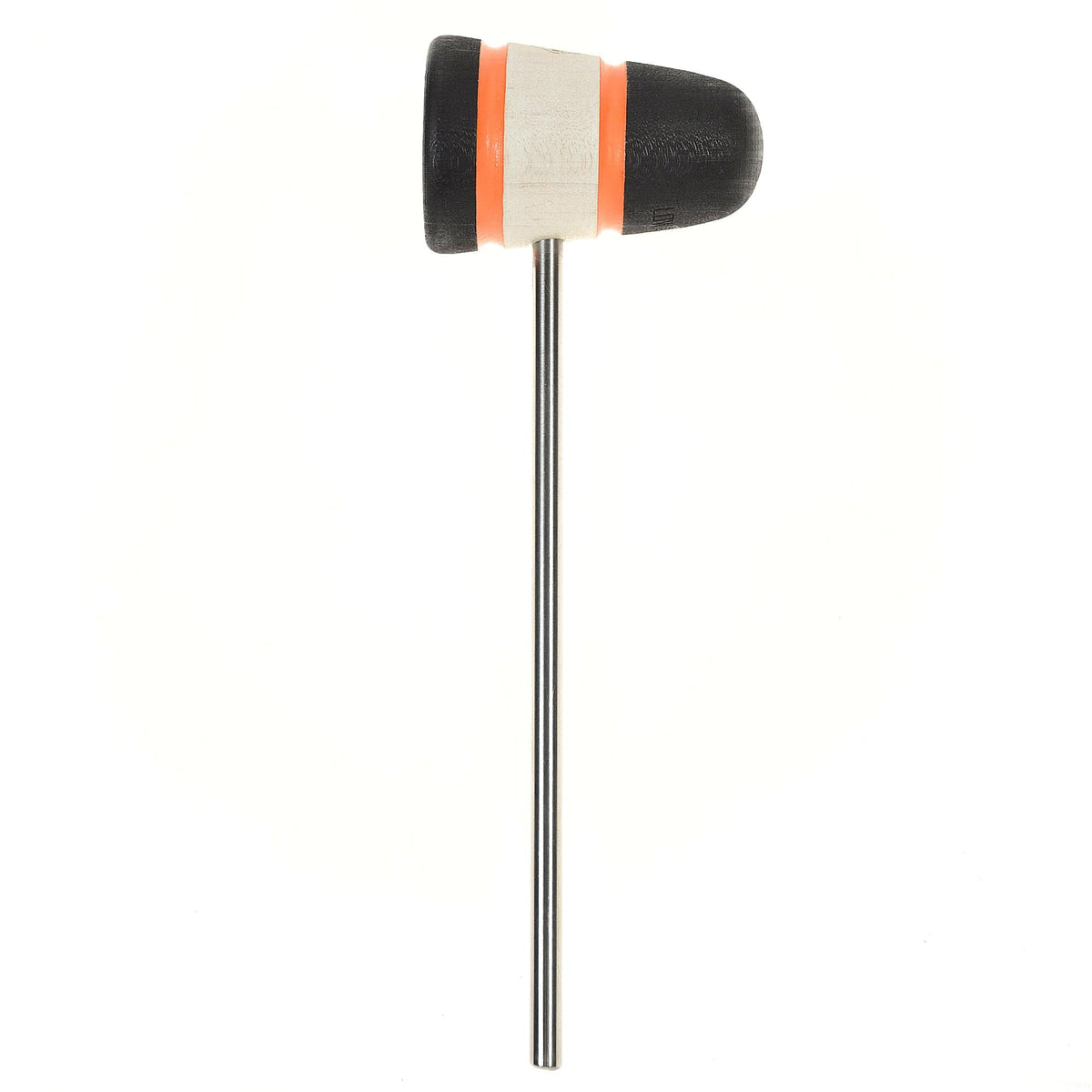 Low Boy Standard Wood Brown Bass Drum Beater Black/White/Black w/Orange Stripes & CDE Logo Drums and Percussion / Parts and Accessories / Drum Parts