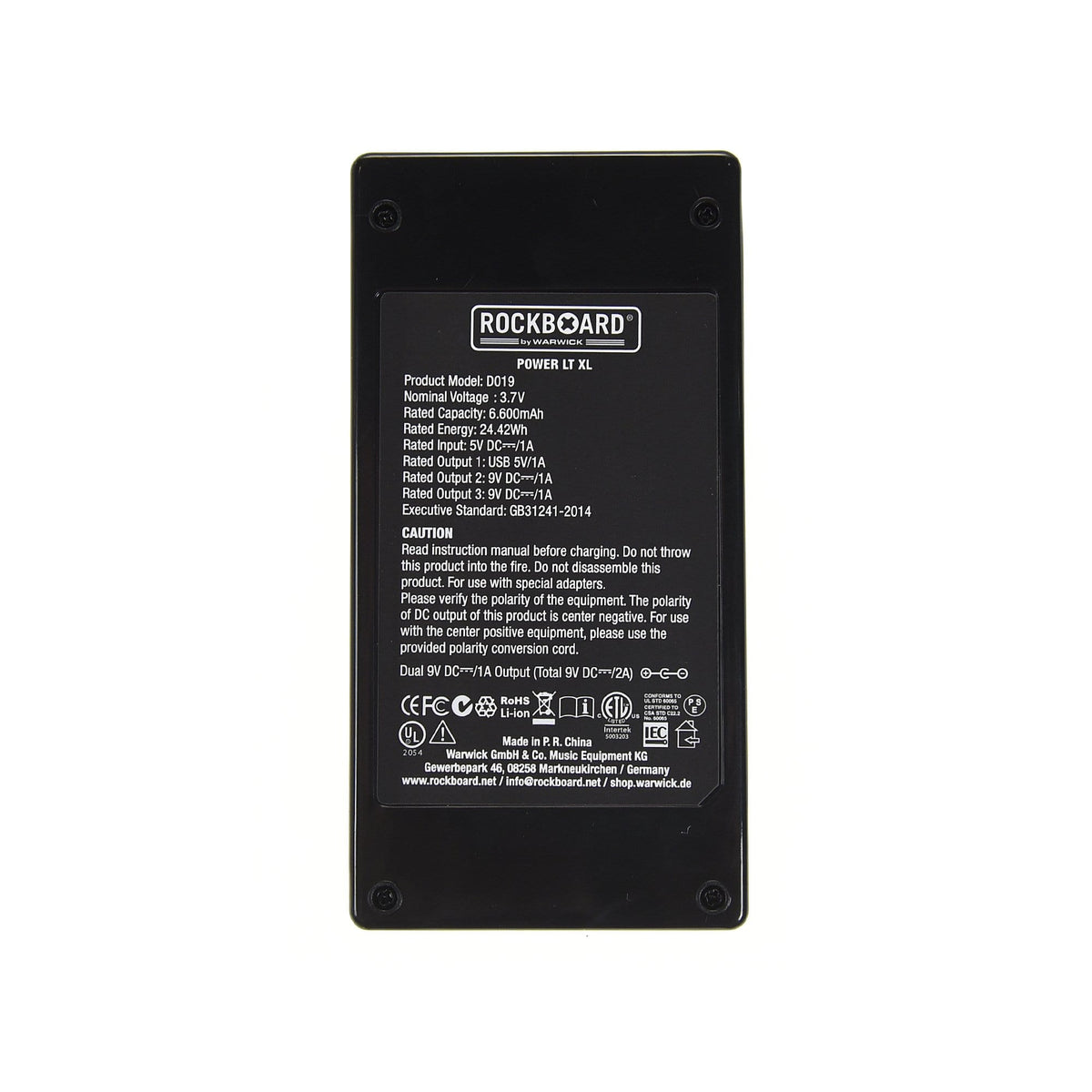 RockGear RockBoard Power LT XL Lithium-Ion Rechargeable Battery Mobile Power Supply Black Effects and Pedals / Pedalboards and Power Supplies