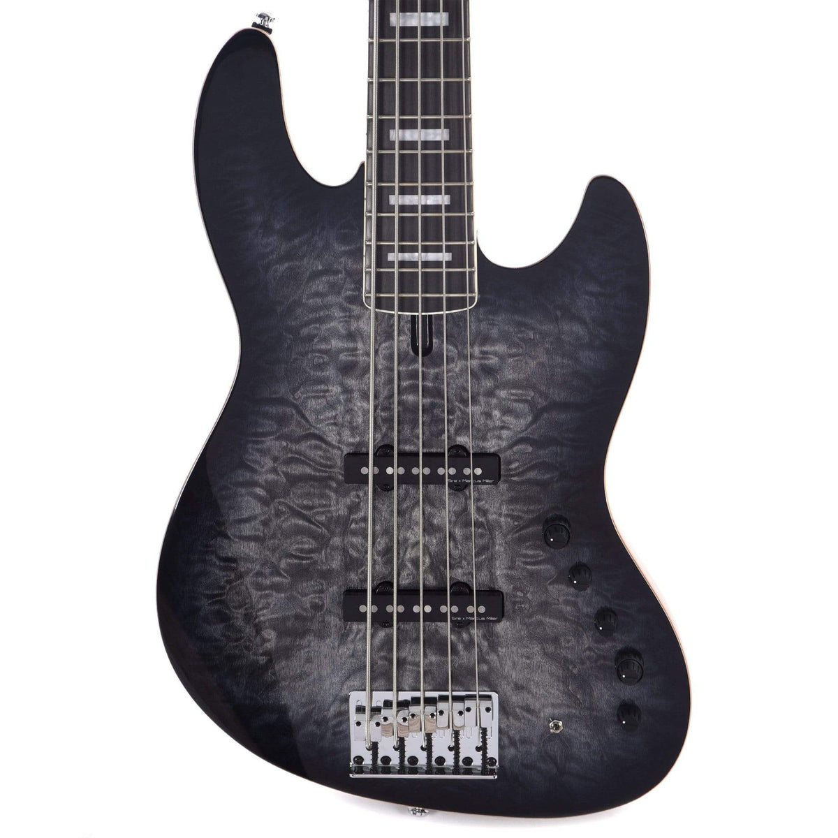 Sire Marcus Miller V9 Swamp Ash/Quilted Maple 5-String Transparent Black (2nd Gen) Bass Guitars / 5-String or More