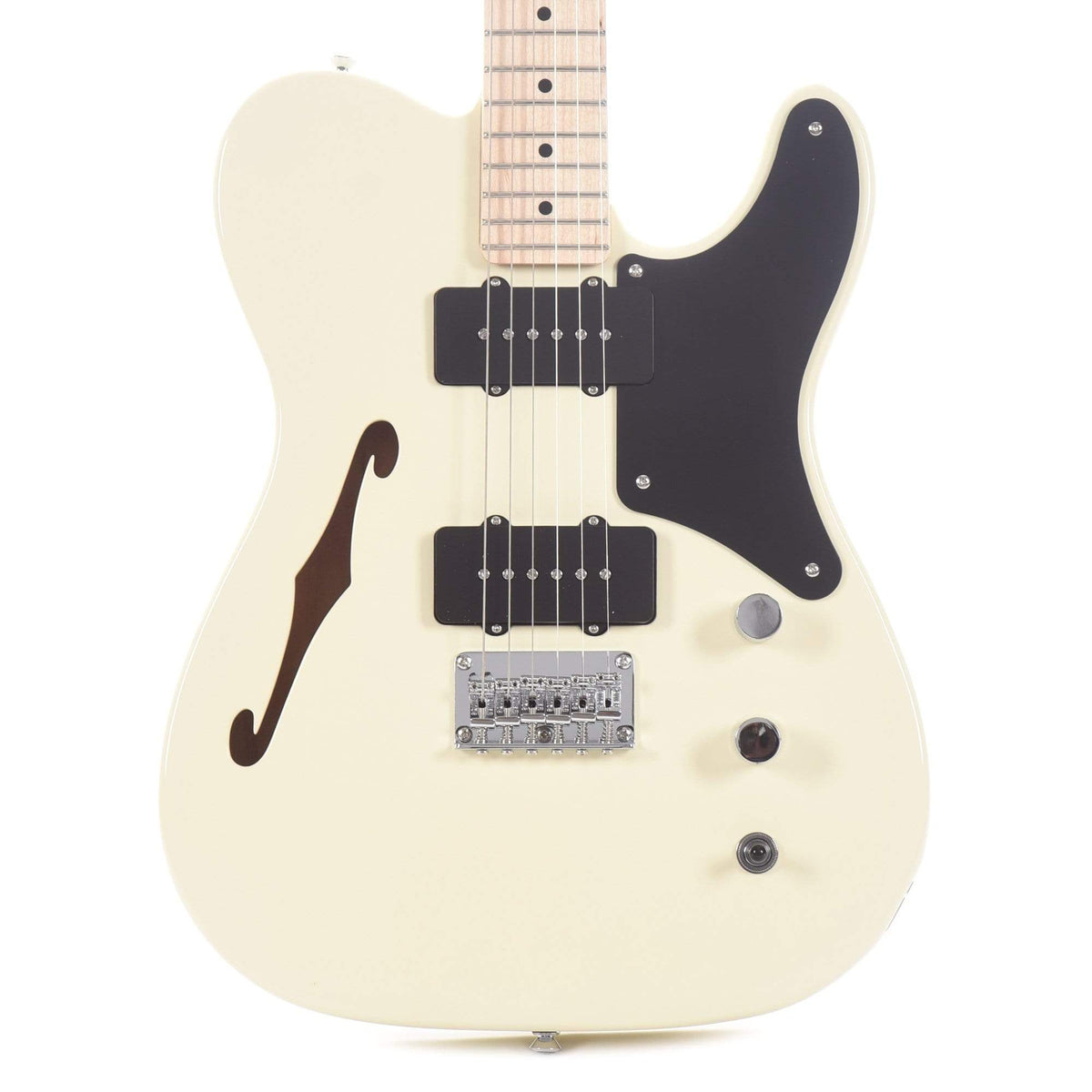 Squier Paranormal Cabronita Telecaster Thinline Olympic White Electric Guitars / Semi-Hollow