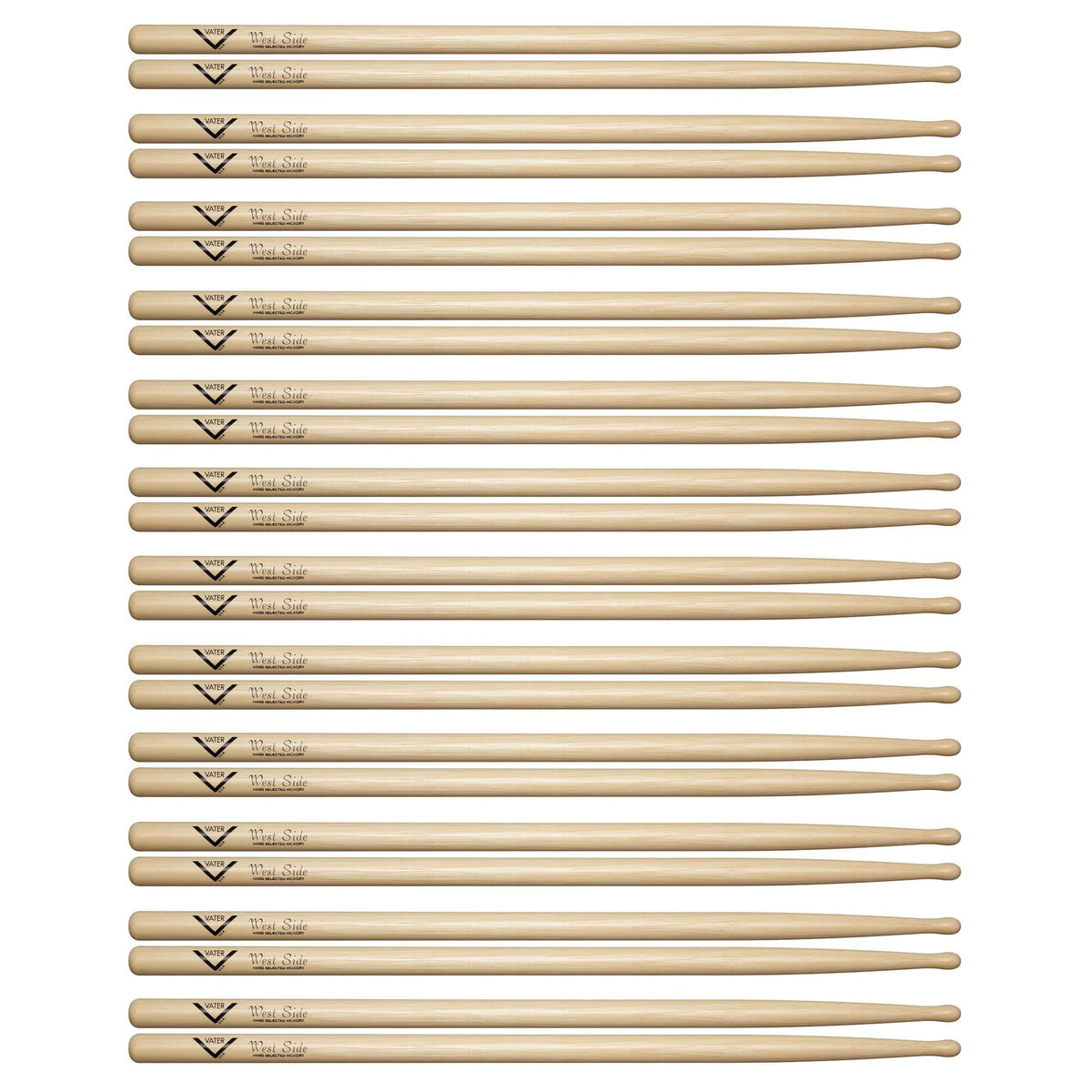 Vater Hickory West Side Wood Tip Drum Sticks (12 Pair Bundle) Drums and Percussion