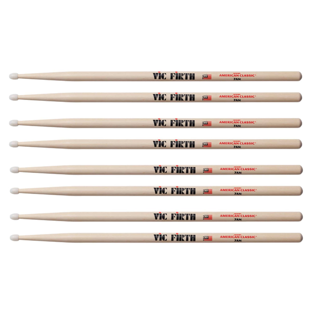Vic Firth American Classic 7A Nylon Tip Drum Sticks (3 Pair Bundle + 1 Free) Drums and Percussion / Parts and Accessories / Drum Sticks and Mallets