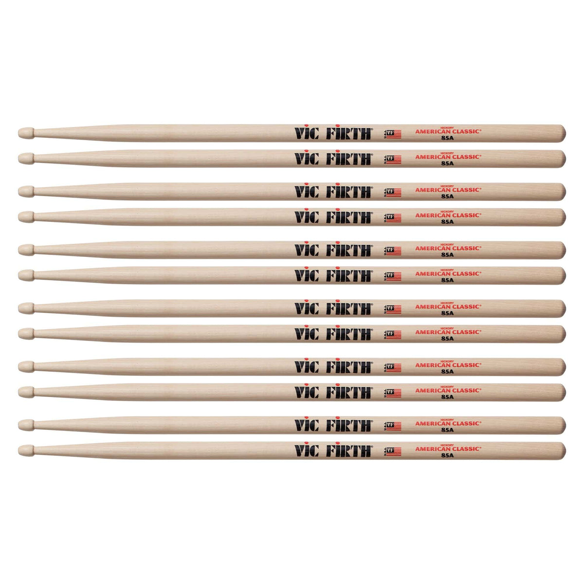 Vic Firth American Classic 85A Wood Tip Drum Sticks (6 Pair Bundle) Drums and Percussion / Parts and Accessories / Drum Sticks and Mallets